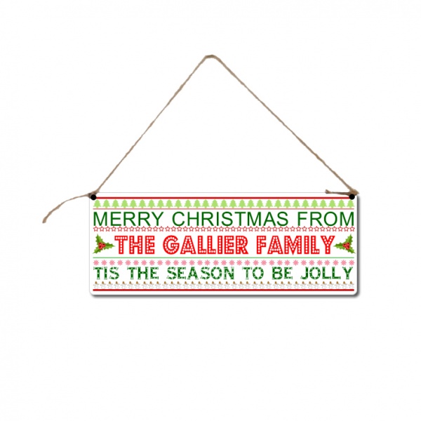 ''Tis The Season To Be Jolly'' Personalised Christmas Hanging Plaque